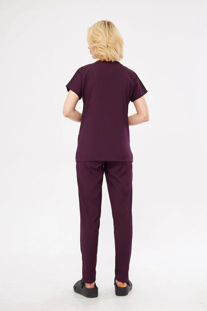 Classic - Mürdüm Kadın Likralı Üniforma Takımı