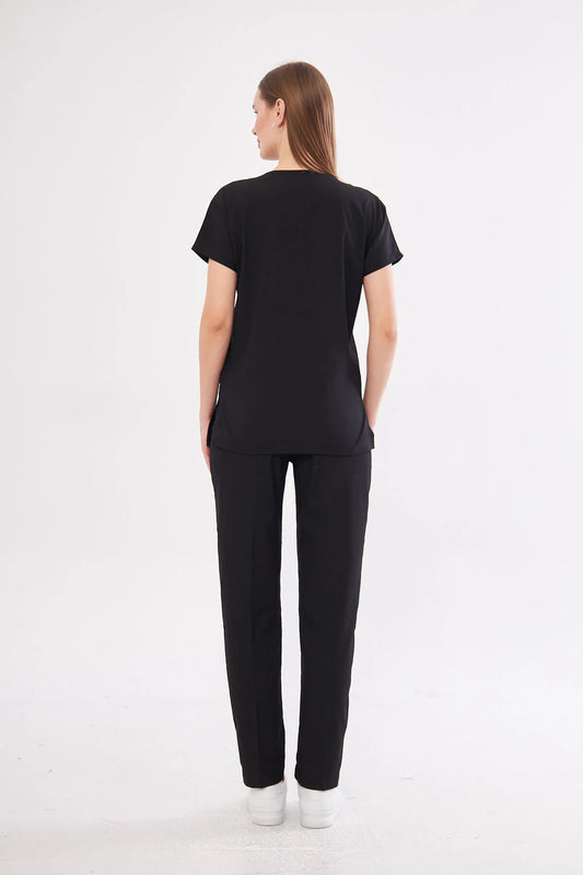 Classic - Siyah Kadın Likralı Üniforma Takımı