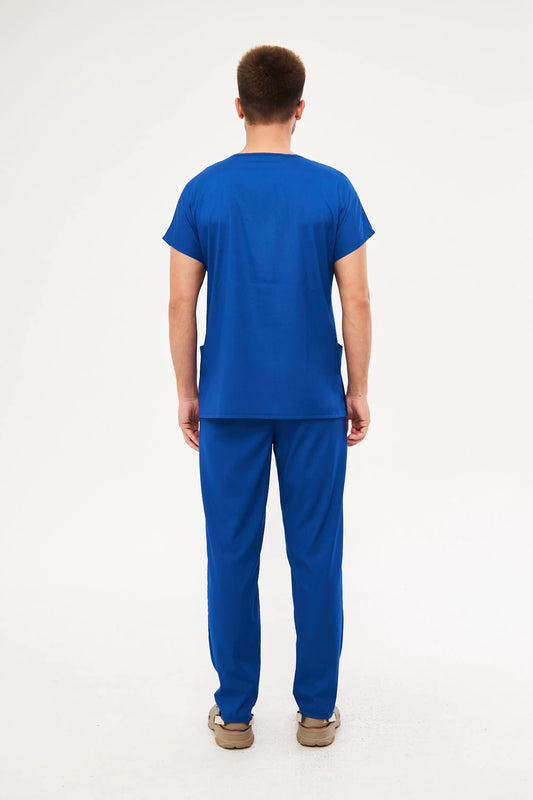 Classic - Saks Mavi Erkek Likralı Üniforma Takımı