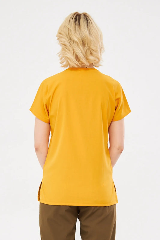 Classic Tek Üst  - Hardal Likralı Hemşire Forması Üstü