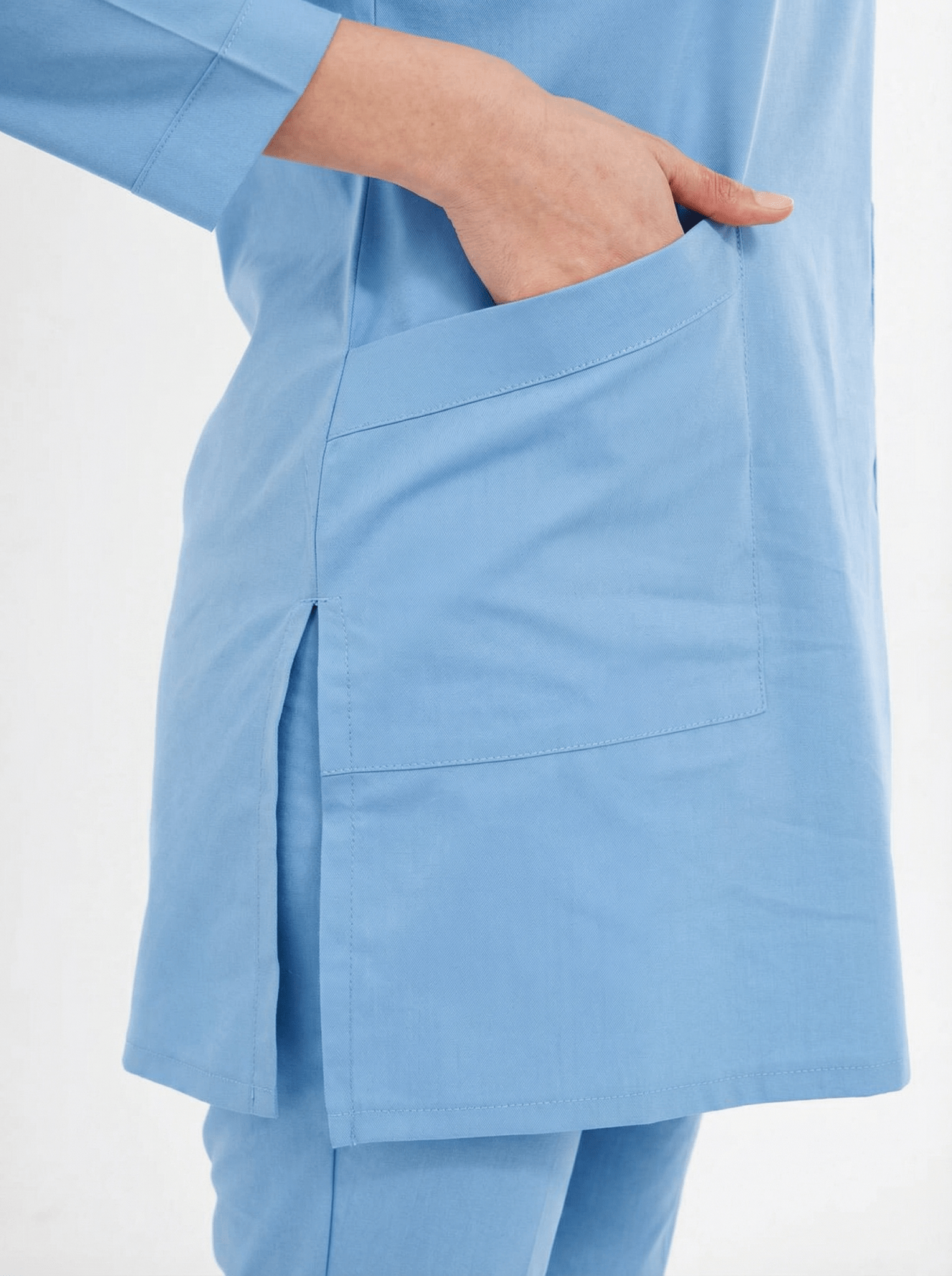 Tesettür - Bebe Mavisi Hemşire Üniforma Takımı - Class ÜniformaMedikal Scrubs