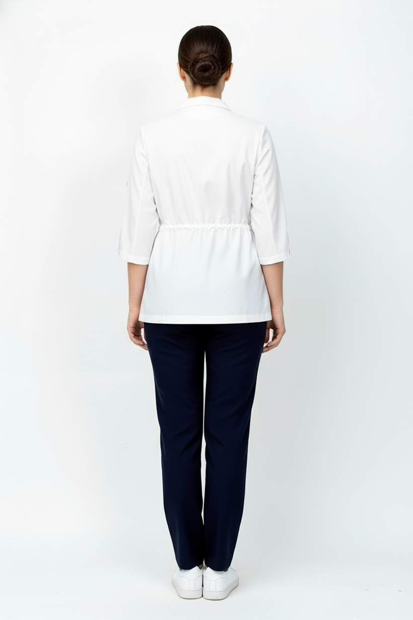 L I S B O N | Beyaz & Lacivert Premium Likralı Ceket Üniforma Takım