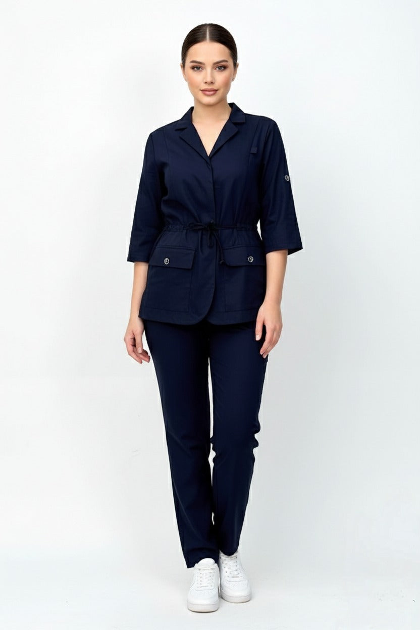 L I S B O N | Lacivert Premium Likralı Ceket Üniforma Takım