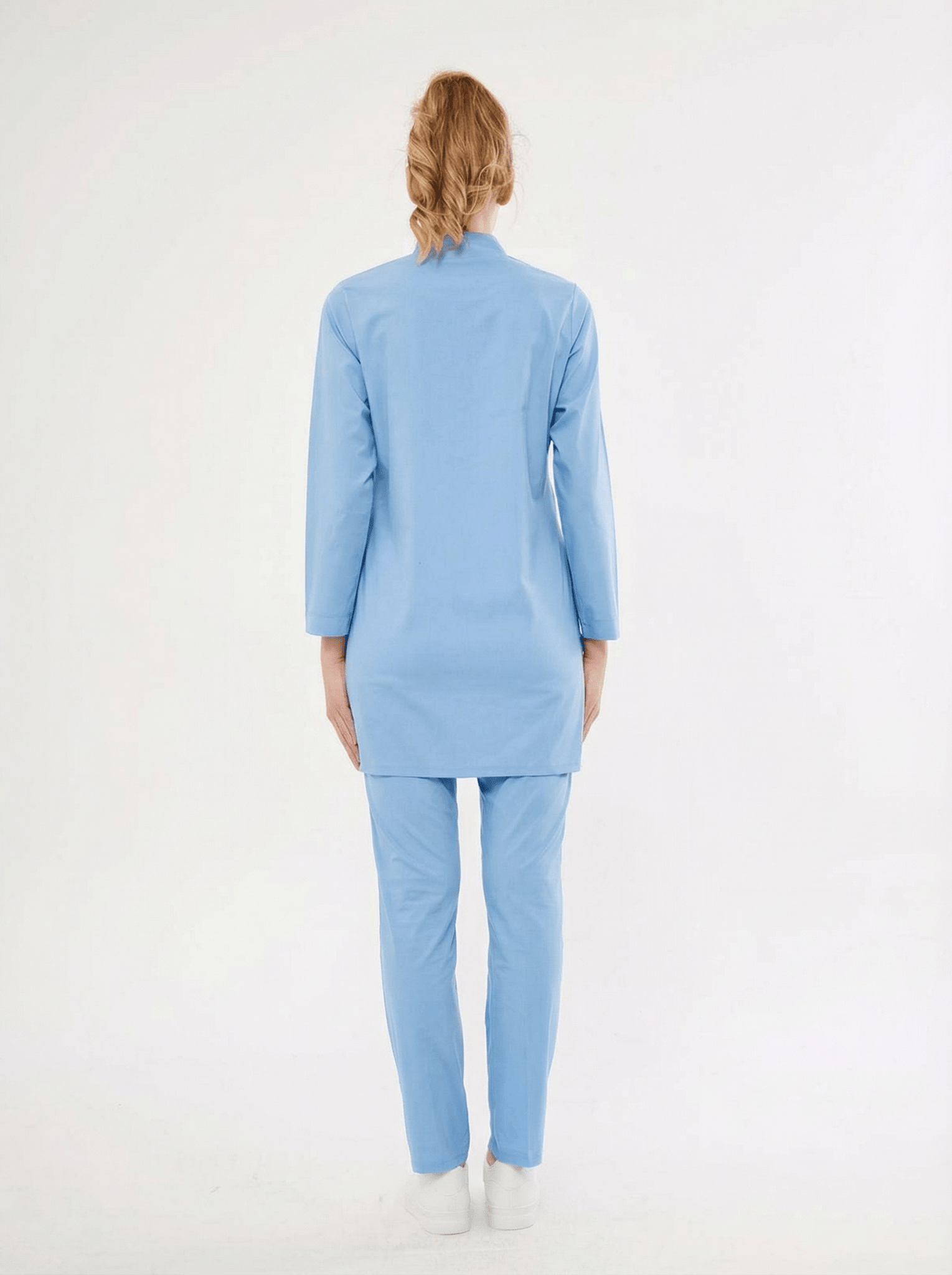 Tesettür - Bebe Mavisi Hemşire Üniforma Takımı - Class ÜniformaMedikal Scrubs