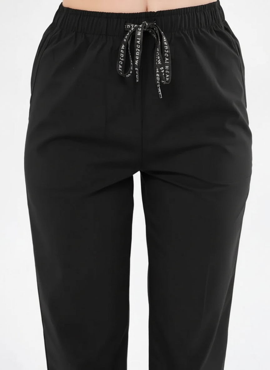 Классические чёрные мужские брюки из лайкры с одинарным низом