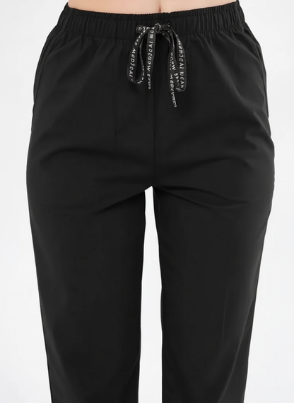 Классические чёрные мужские брюки из лайкры с одинарным низом