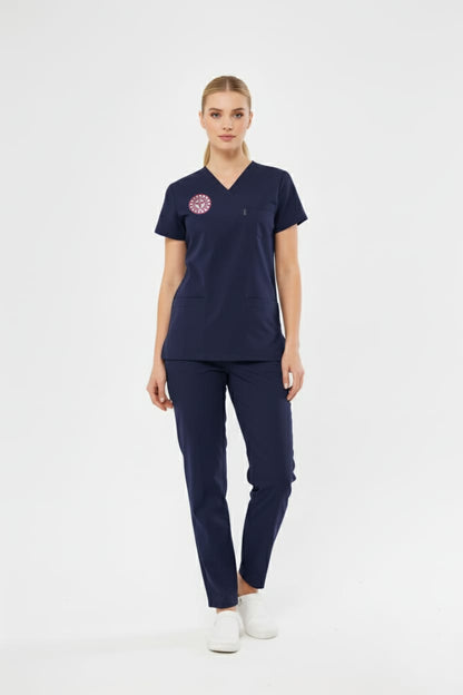 Class Üniforma Lacivert Hemşire Forması Likralı Scrubs Unisex (Yeni Yönetmeliğe Uygun - Patriot Blue)