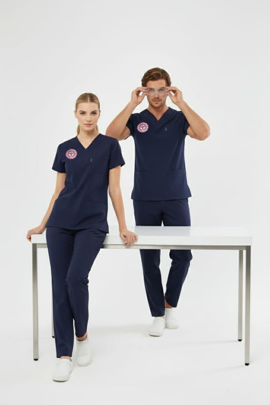 Class Üniforma Lacivert Hemşire Forması Likralı Scrubs Kadın (Yeni Yönetmeliğe Uygun - Patriot Blue)