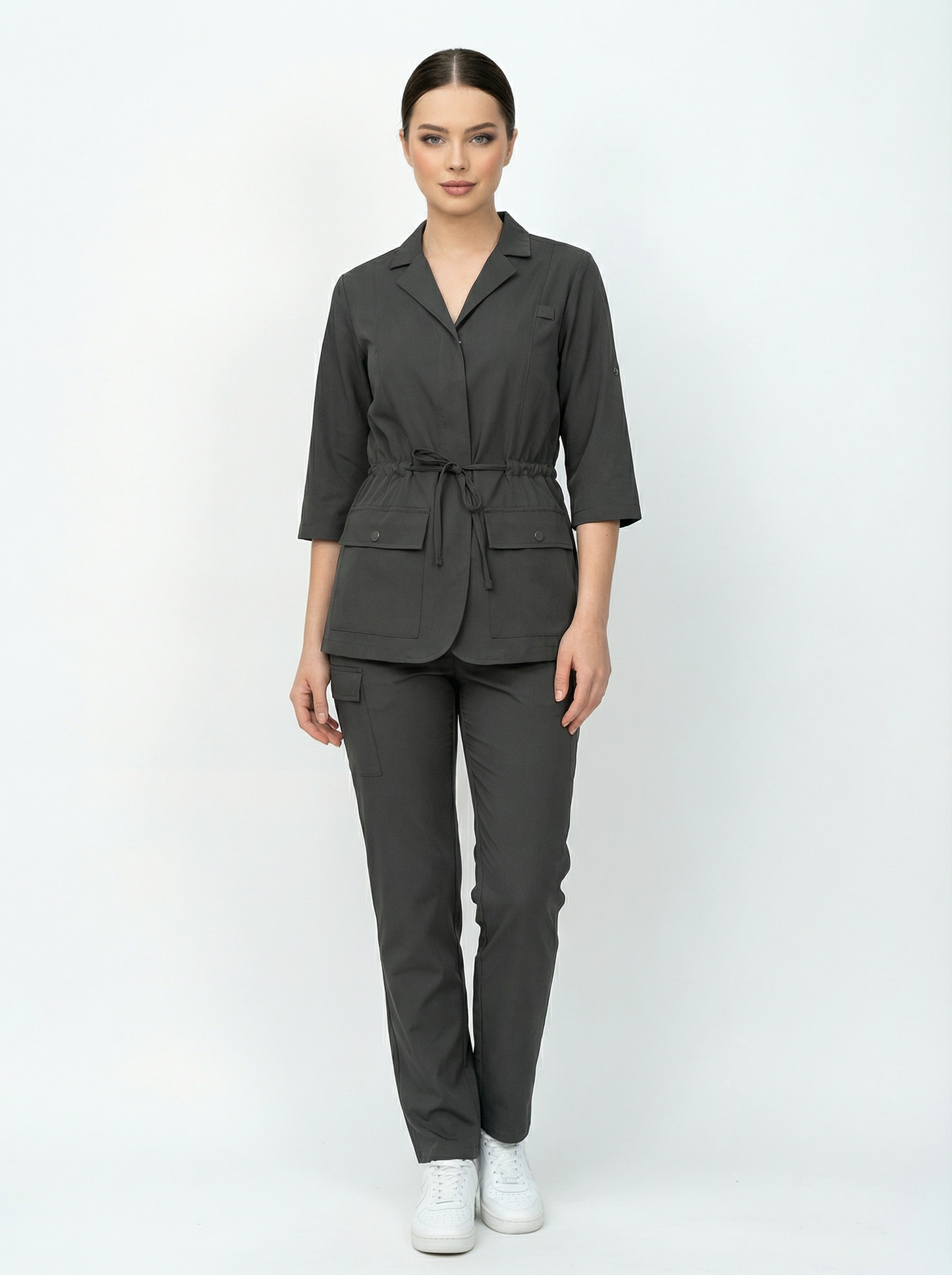 L I S B O N | Antrasit Premium Likralı Ceket Üniforma Takım