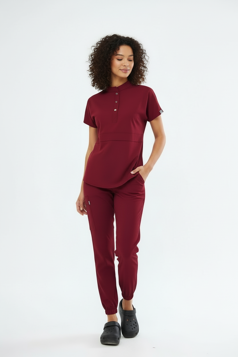 N O V A | Bordo Premium Likralı Üniforma Takımı