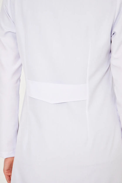 Kadın Uzun Kol Beyaz Çıtçıtlı Önlük Ceket – Hakim Yaka