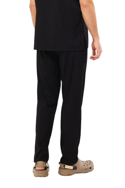 Классические чёрные мужские брюки из лайкры с одинарным низом