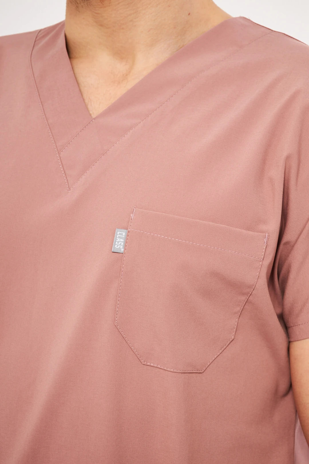 Classic - Gül Kurusu Erkek Likralı Üniforma Takımı - Class Üniforma hemşire formaları, medikal önlükler