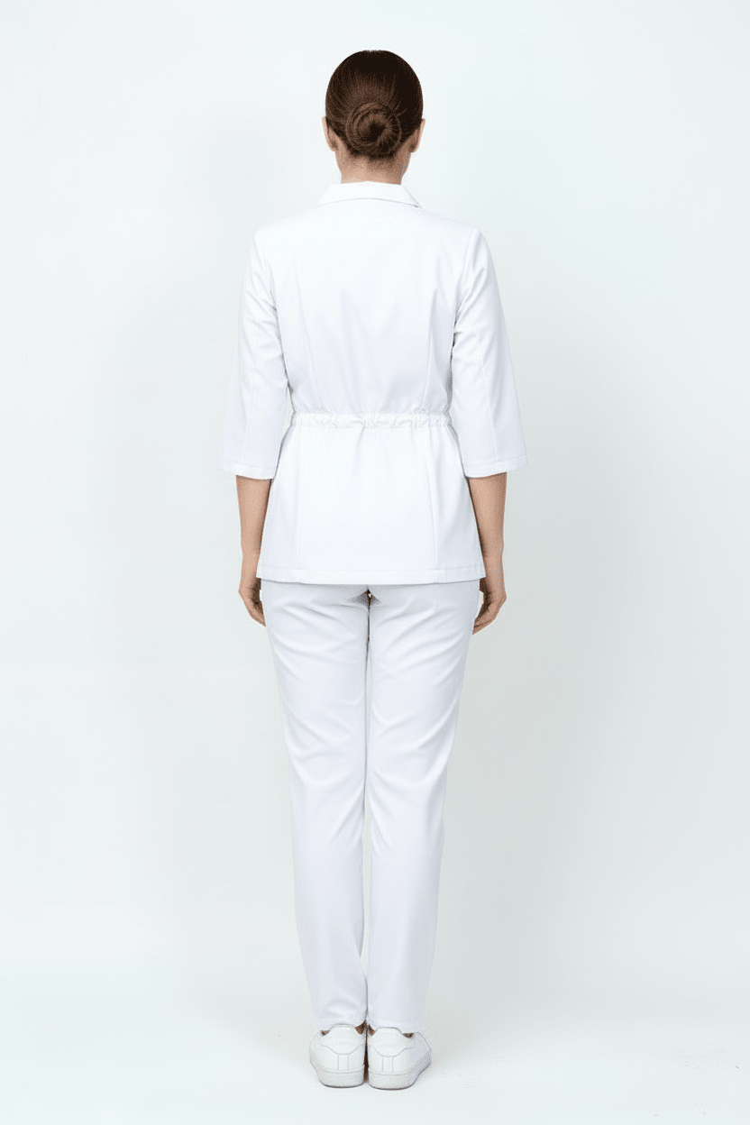 L I S B O N | Beyaz Premium Likralı Ceket Üniforma Takım - Class Üniforma hemşire formaları, medikal önlükler