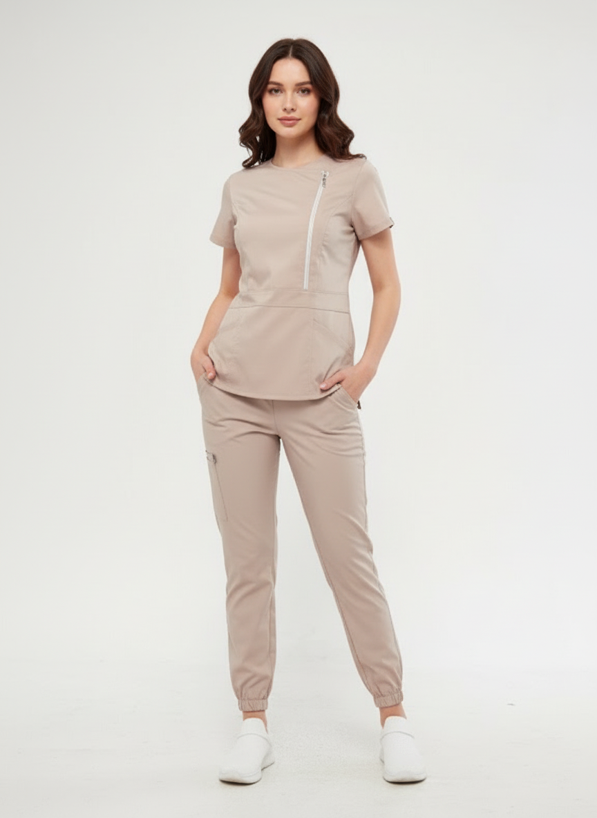 K I E V | Kum Beji Lüks Likralı Hemşire Üniforması