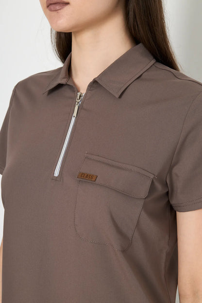 Polokragen Braune medizinische Uniform-Peelings für Damen