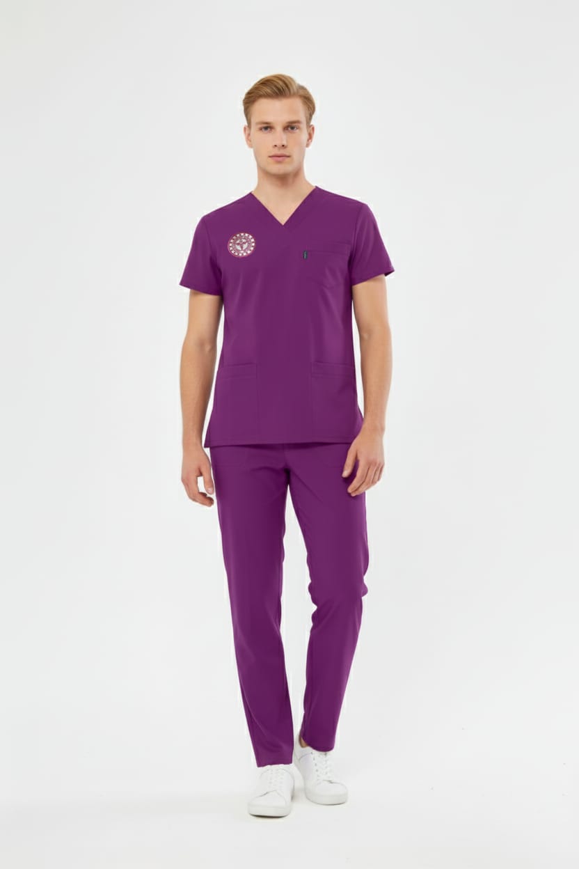 Class Üniforma Mor Ebe Forması Likralı Scrubs Kadın (Yeni Yönetmeliğe Uygun - Byzantium)