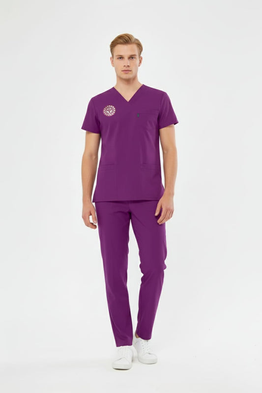 Class Üniforma Mor Ebe Forması Likralı Scrubs Kadın (Yeni Yönetmeliğe Uygun - Byzantium)