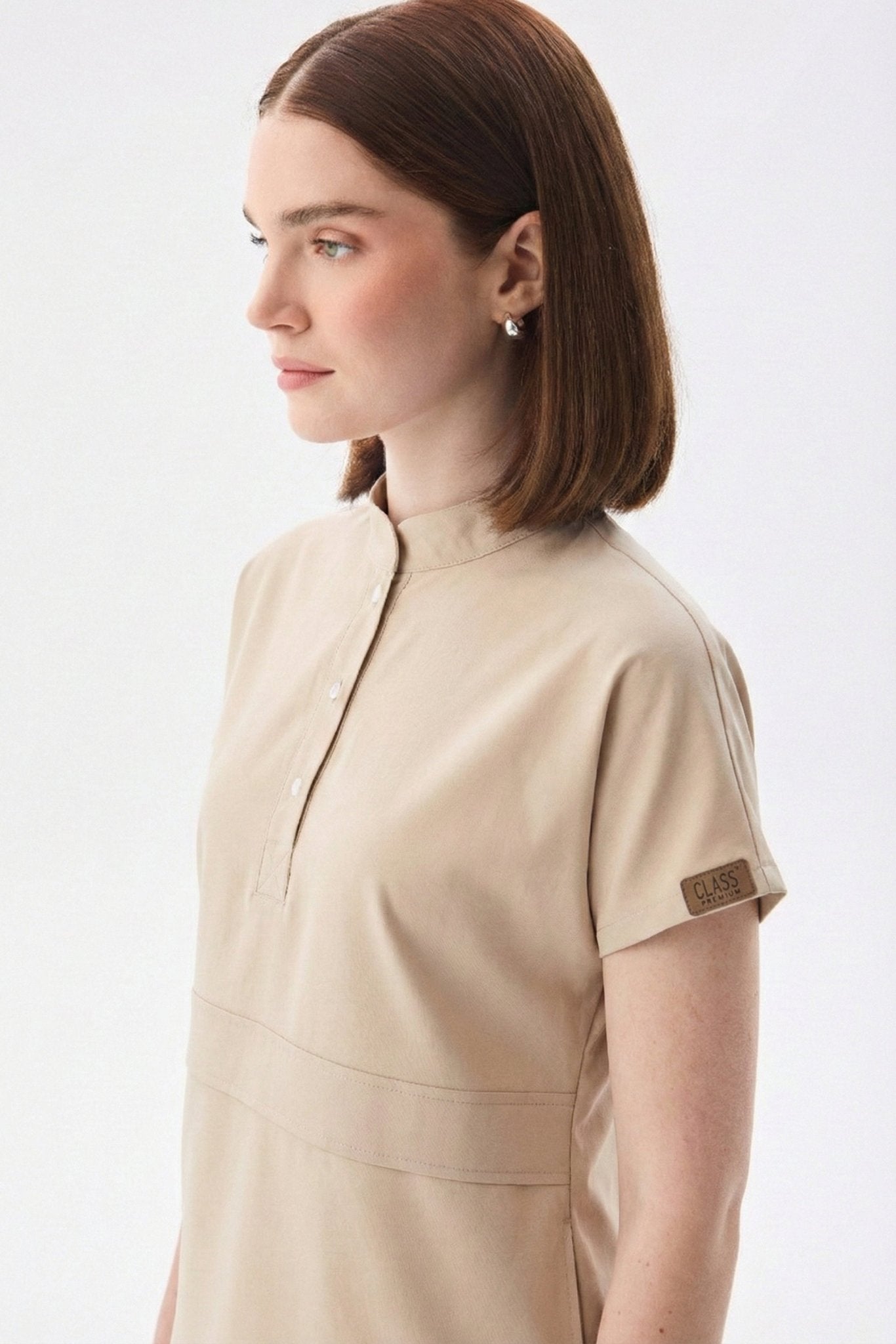 N O V A | Bej Düz Paça Pantolon Premium Likralı Üniforma Takımı - Class Üniforma hemşire formaları, medikal önlükler