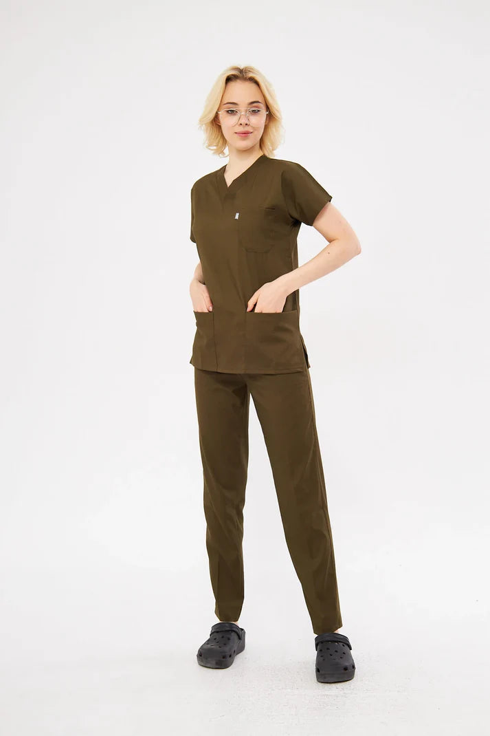 Outlet Classic | Haki Unisex Likralı Üniforma Takımı