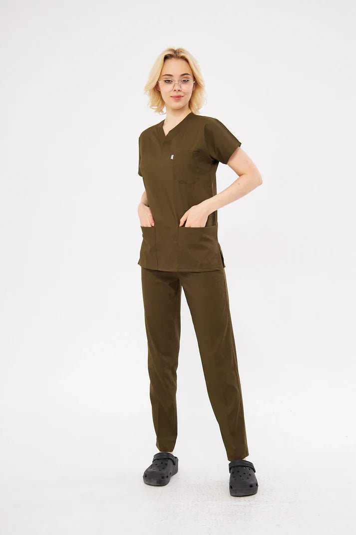 Outlet Classic | Haki Unisex Likralı Üniforma Takımı - Class Üniforma hemşire formaları, medikal önlükler