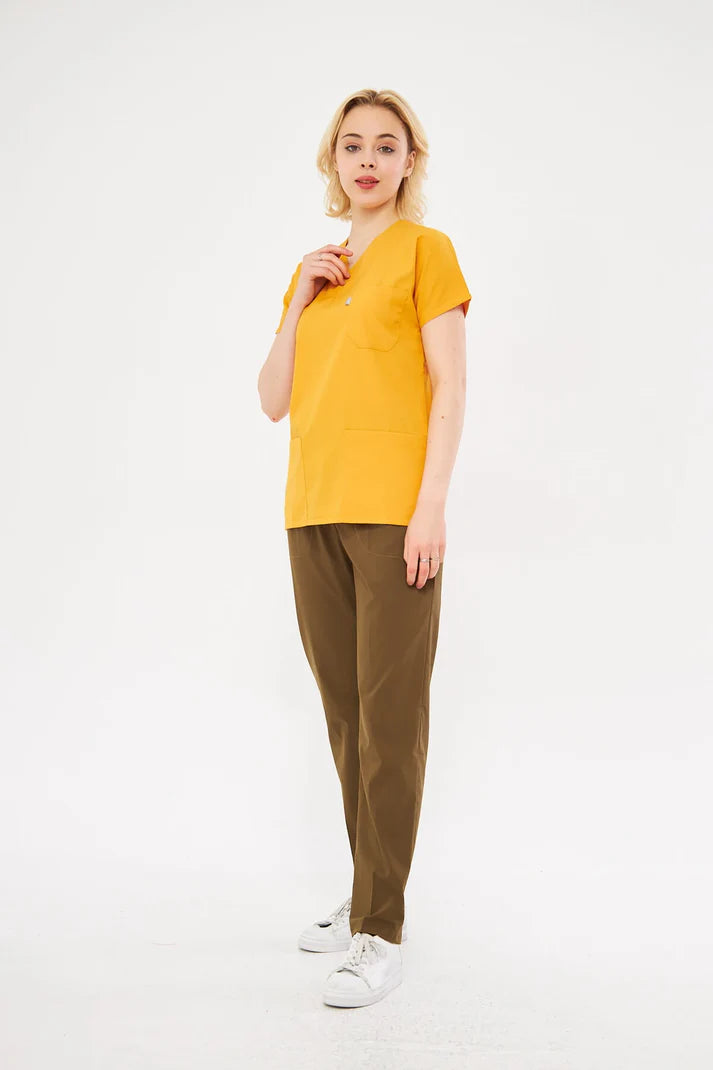 Outlet Classic | Hardal Haki Unisex Likralı Üniforma Takımı