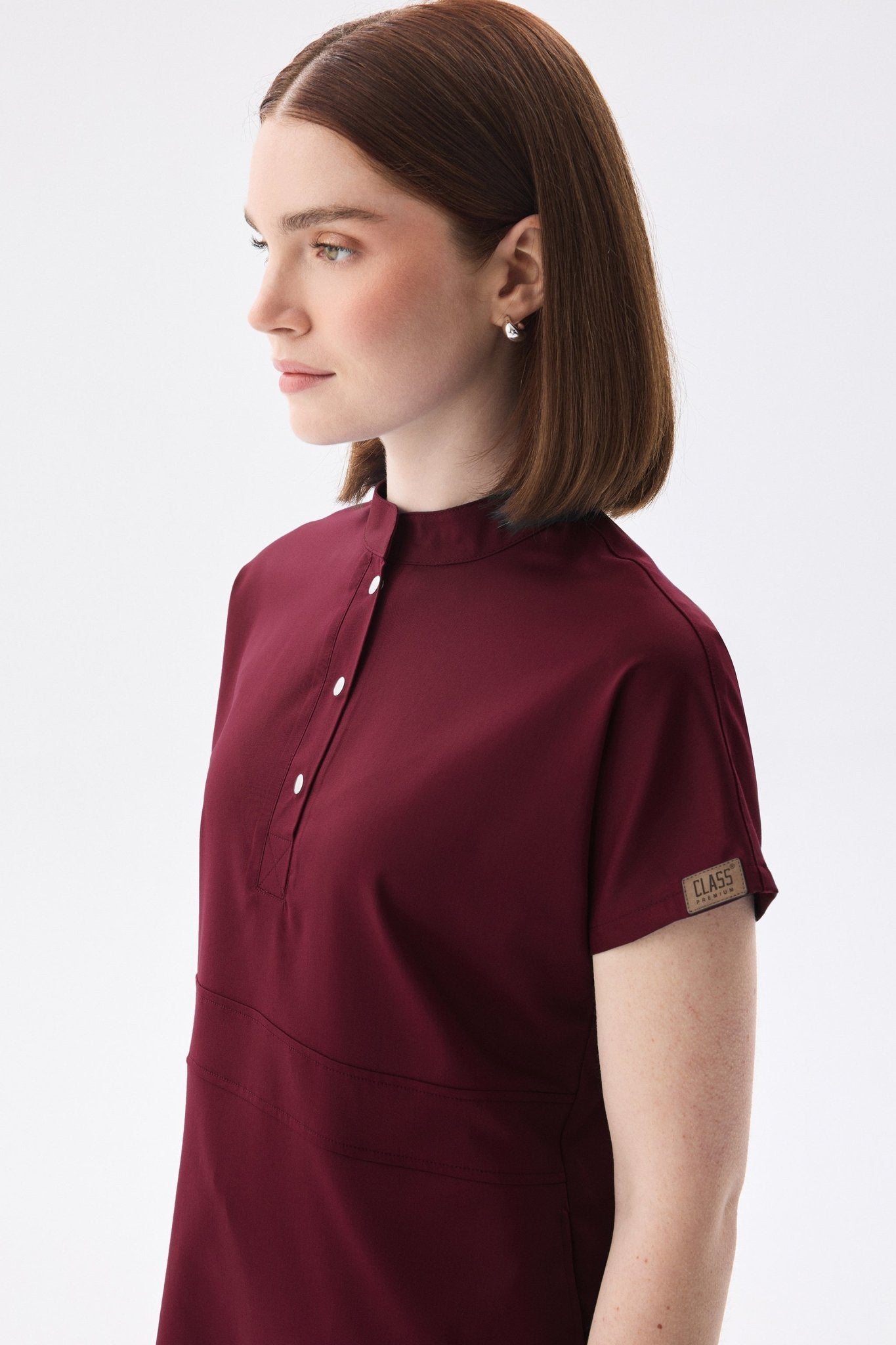 N O V A | Bordo Premium Likralı Üniforma Takımı - Class Üniforma hemşire formaları, medikal önlükler