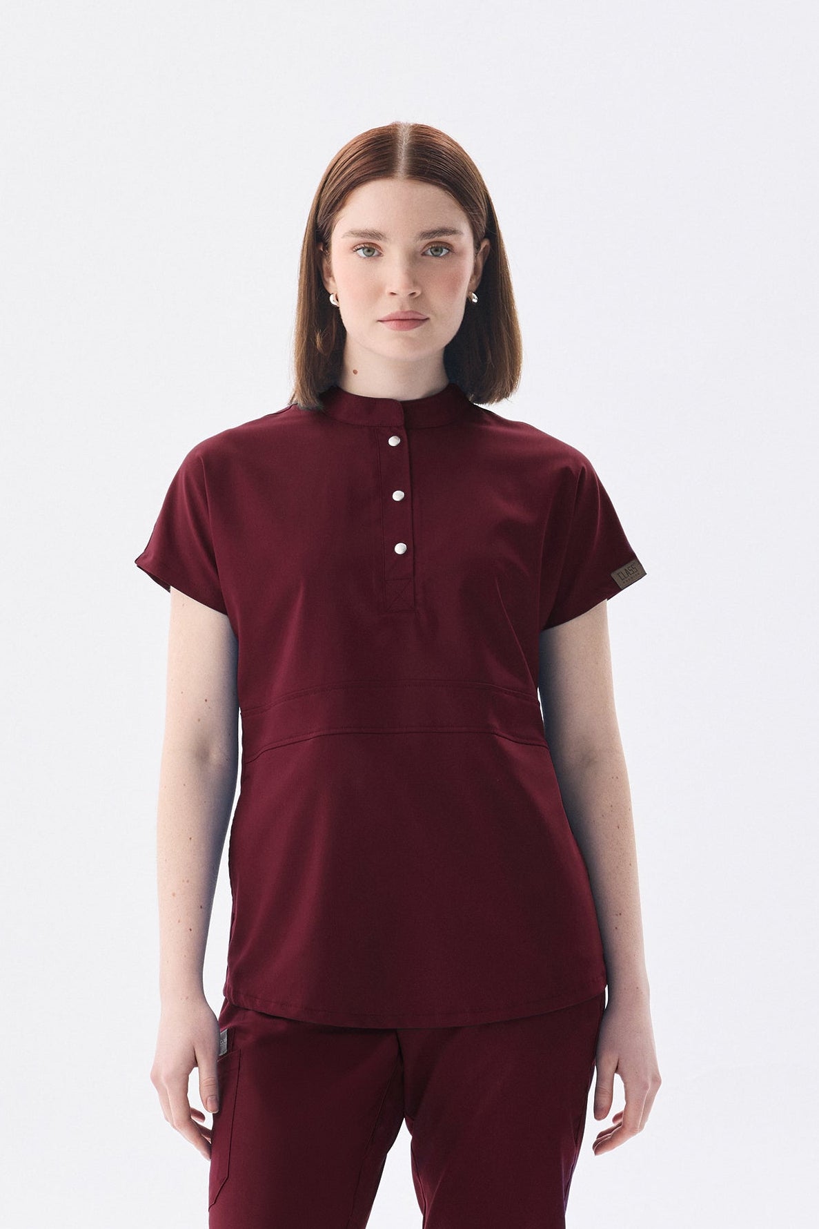 Nova Bordo Tek Üst Kadın Likralı Hakim Yaka Yarım Pat Çıtçıtlı Esnek Hemşire Ve Doktor Forması