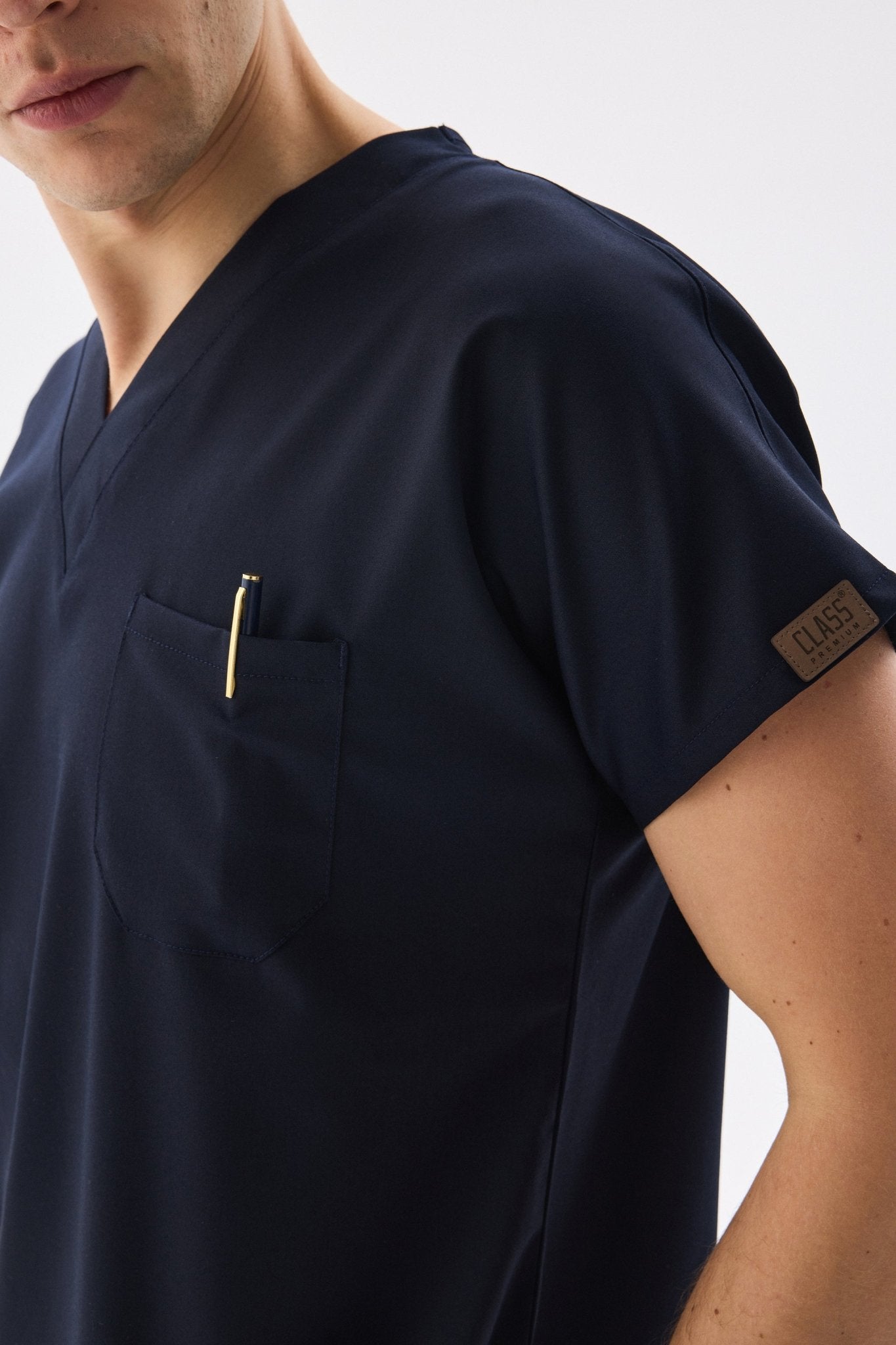 Classic - Lacivert Erkek Likralı Üniforma Takımı - Class Üniforma hemşire formaları, medikal önlükler