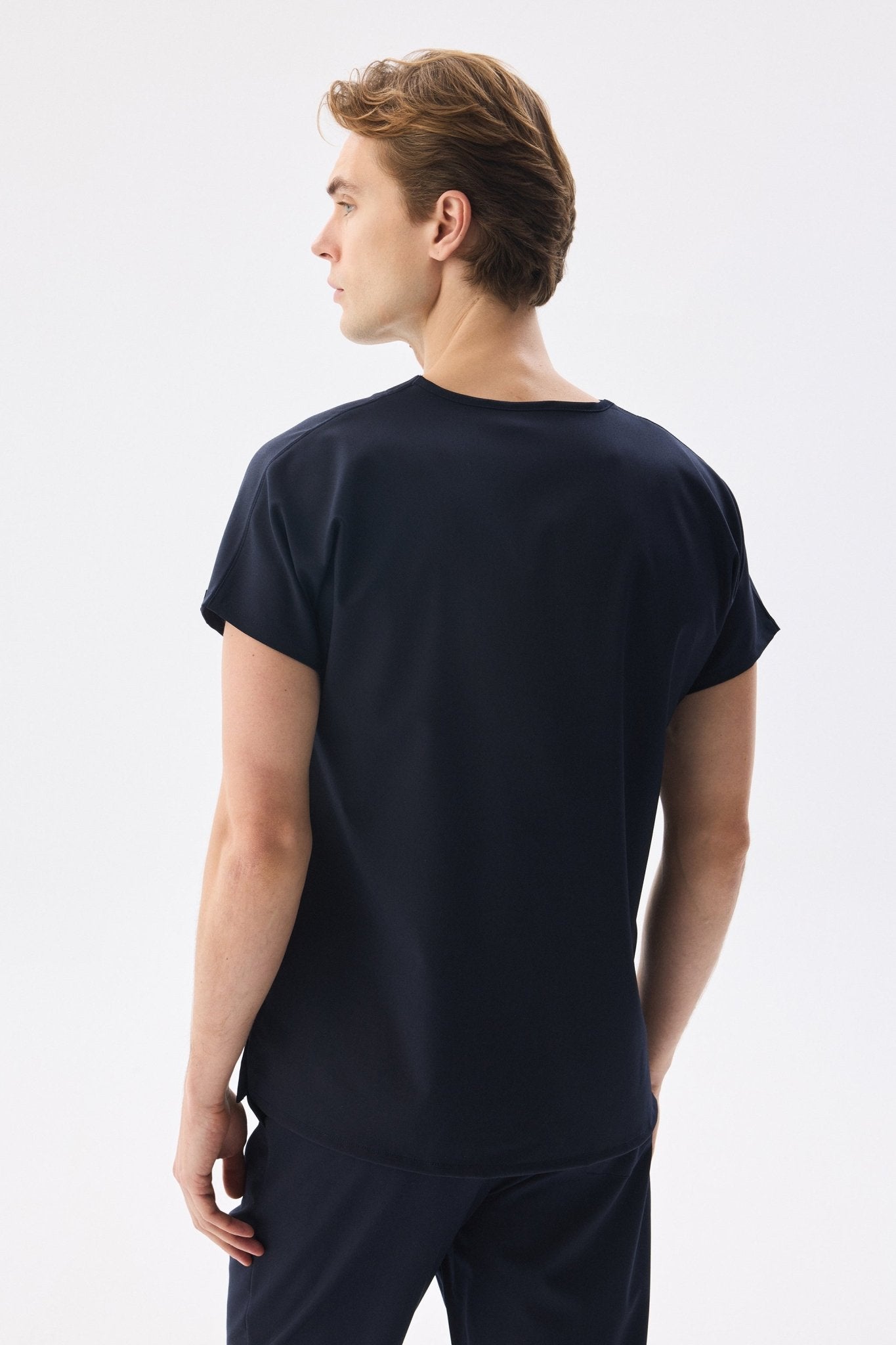 Classic Tek Üst - Lacivert Likralı Erkek Hemşire Forması Üstü - Class Üniforma hemşire formaları, medikal önlükler