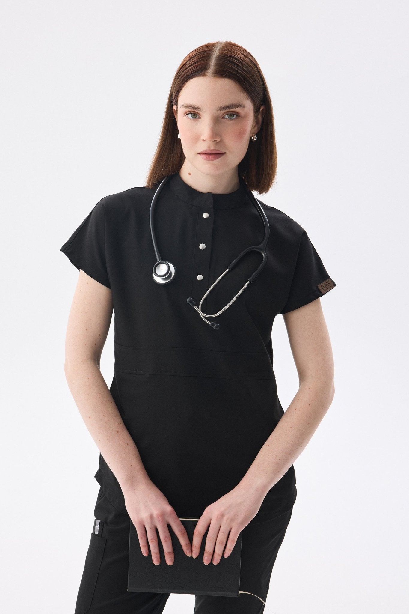 N O V A | Siyah Premium Likralı Üniforma Takımı - Class Üniforma hemşire formaları, medikal önlükler