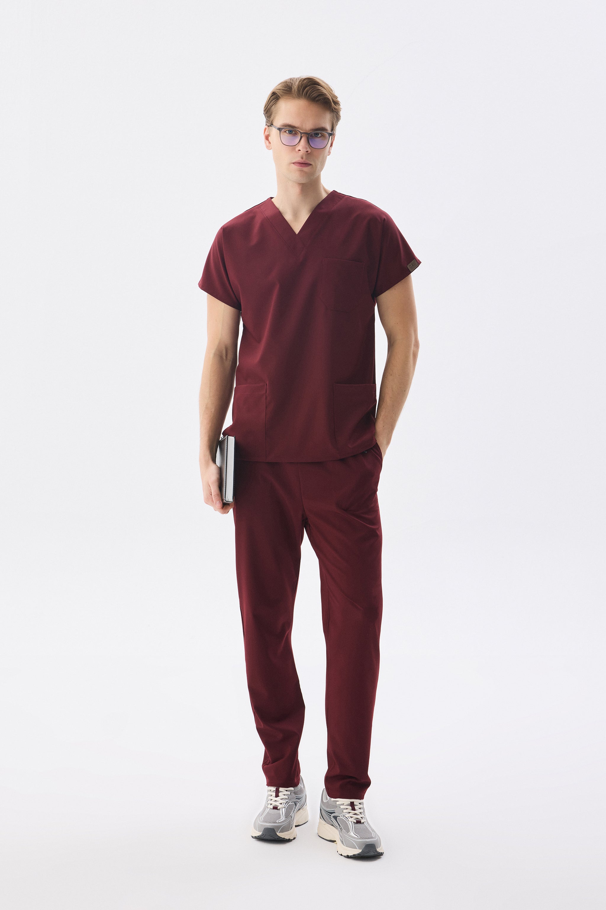 Классический комплект мужской униформы из лайкры бордового цвета