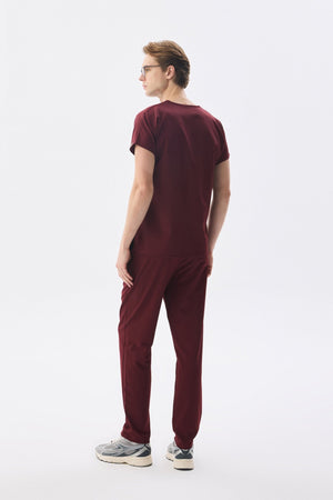 Classic Tek Üst - Bordo Likralı Erkek Hemşire Forması Üstü - Class Üniforma hemşire formaları, medikal önlükler