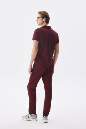 Erkek Polo Yaka Medikal Üniforma Takım Bordo Likralı Doktor Hemşire Forması - Class Üniforma hemşire formaları, medikal önlükler