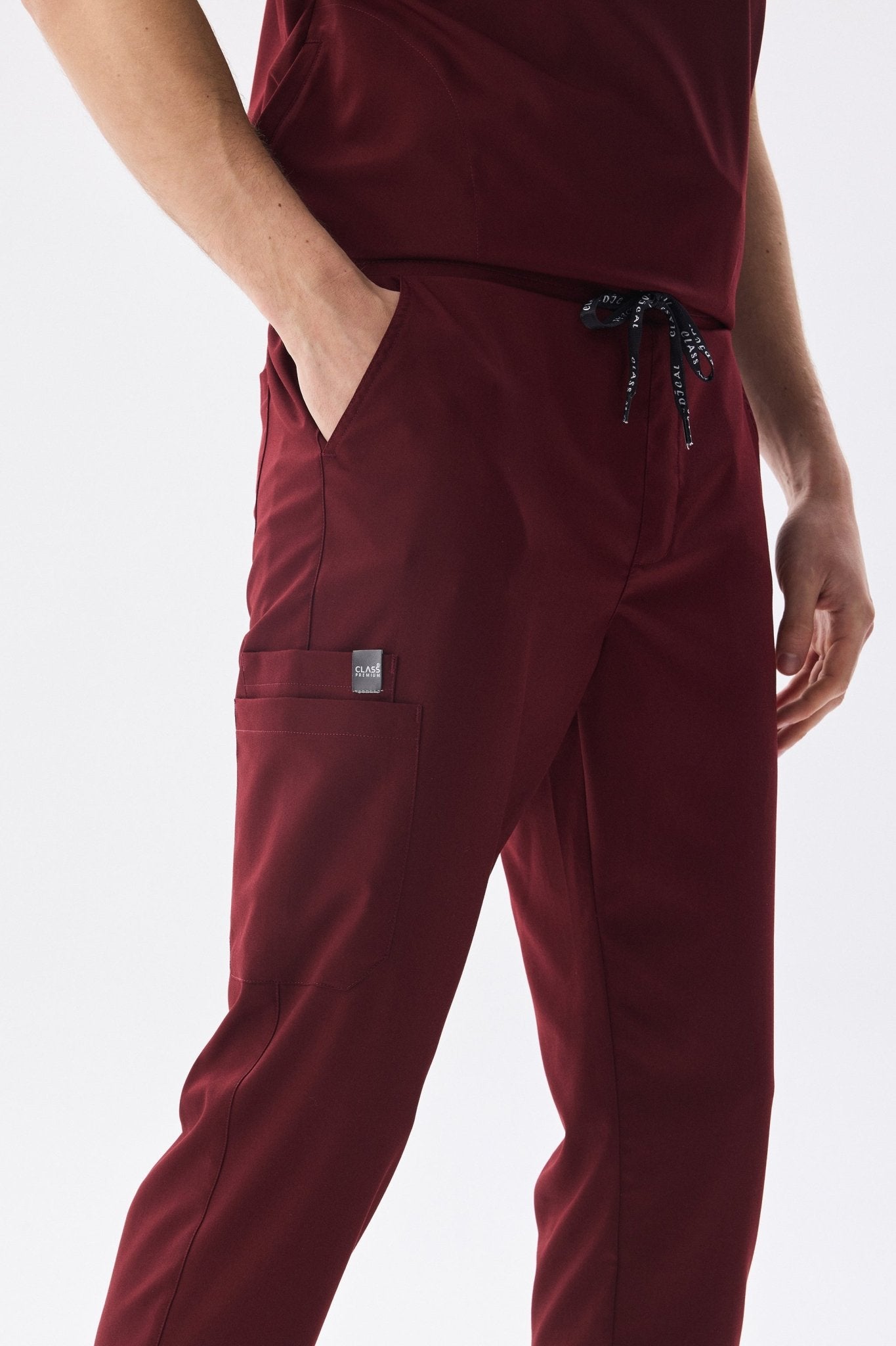 Erkek Polo Yaka Medikal Üniforma Takım Bordo Likralı Doktor Hemşire Forması - Class Üniforma hemşire formaları, medikal önlükler