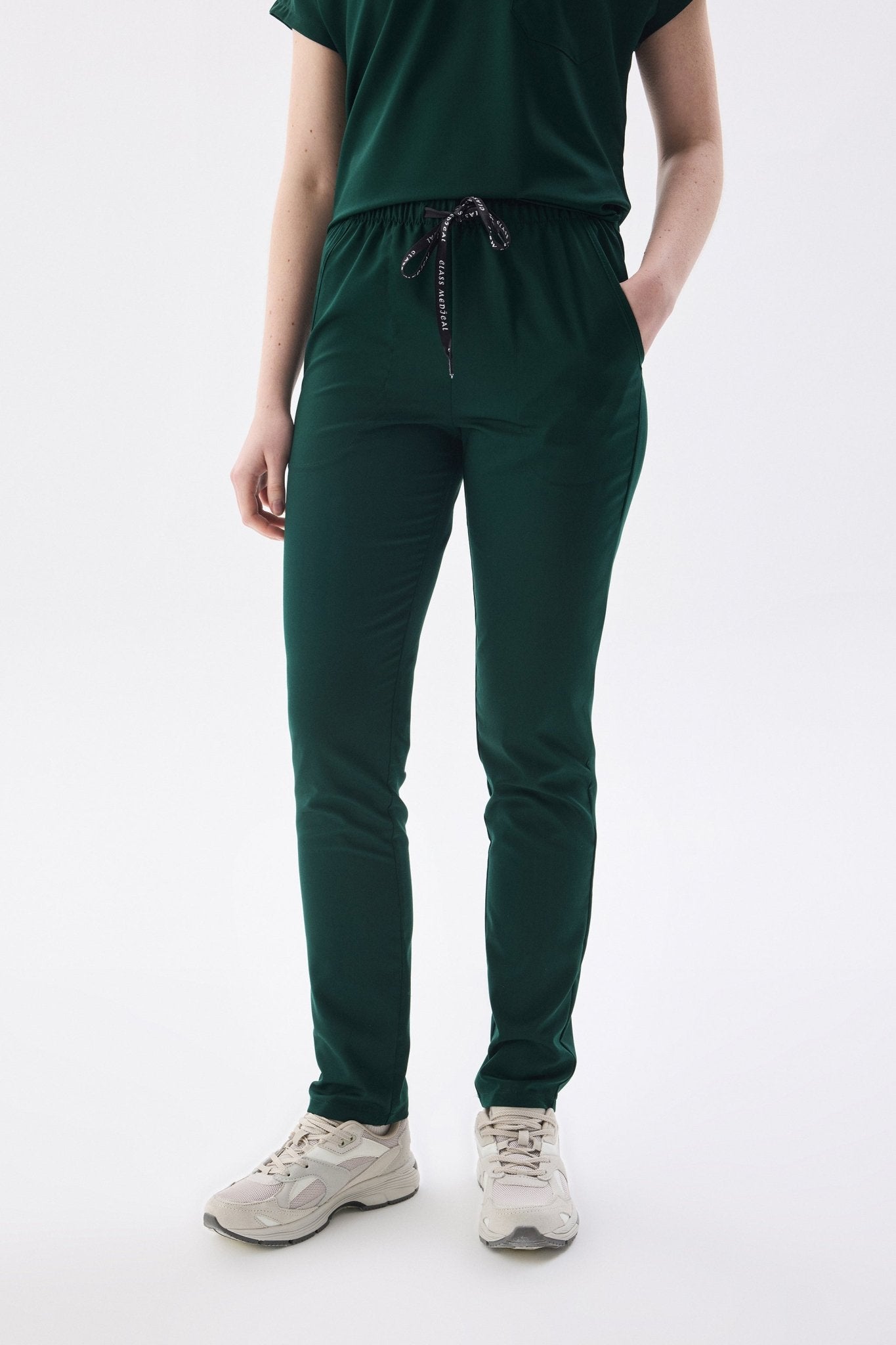 Classic - Avcı Yeşili Kadın Pantolon – Likralı Tek Alt - Class Üniforma hemşire formaları, medikal önlükler