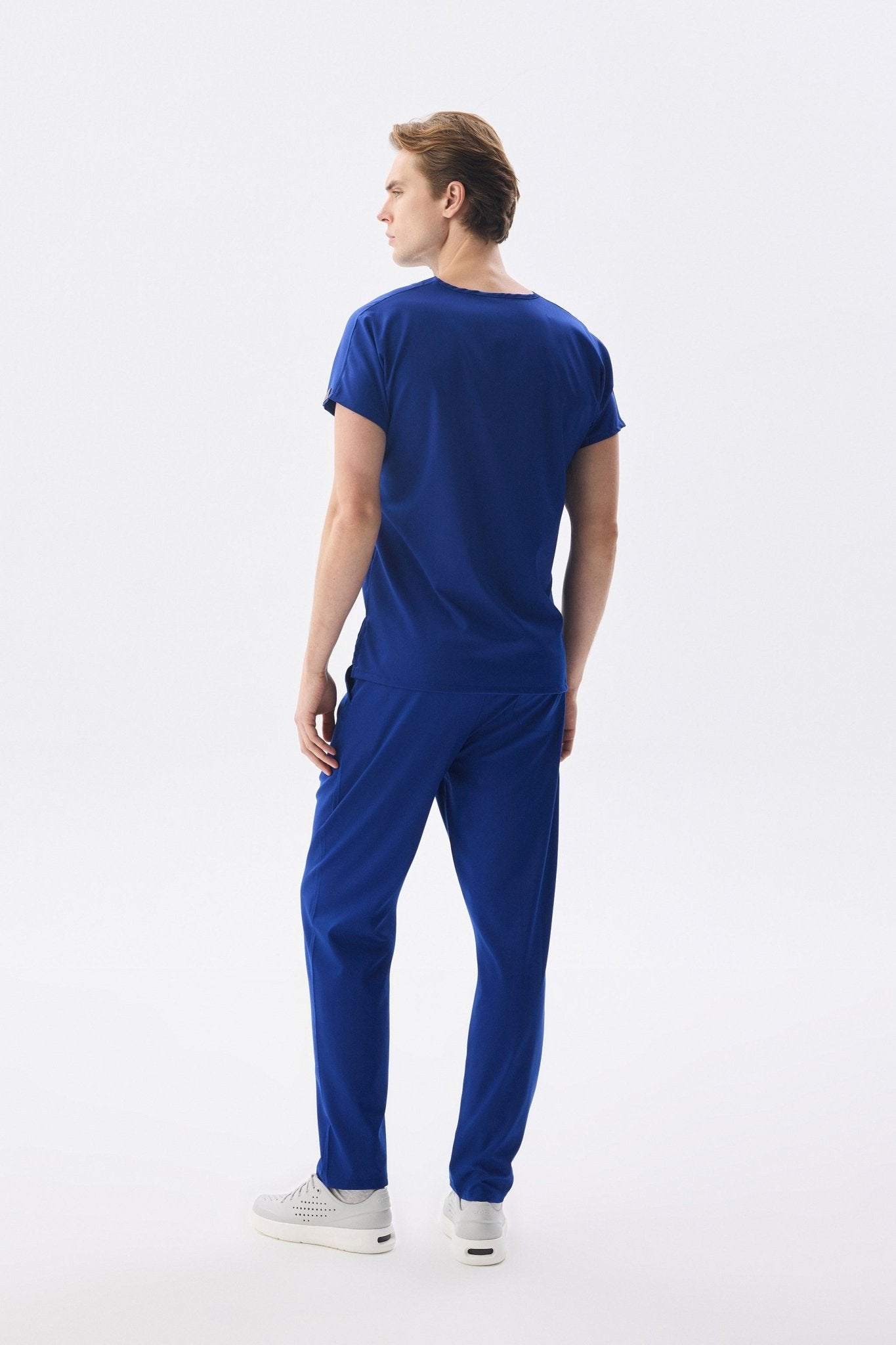 Classic - Saks Mavi Erkek Likralı Üniforma Takımı - Class Üniforma hemşire formaları, medikal önlükler