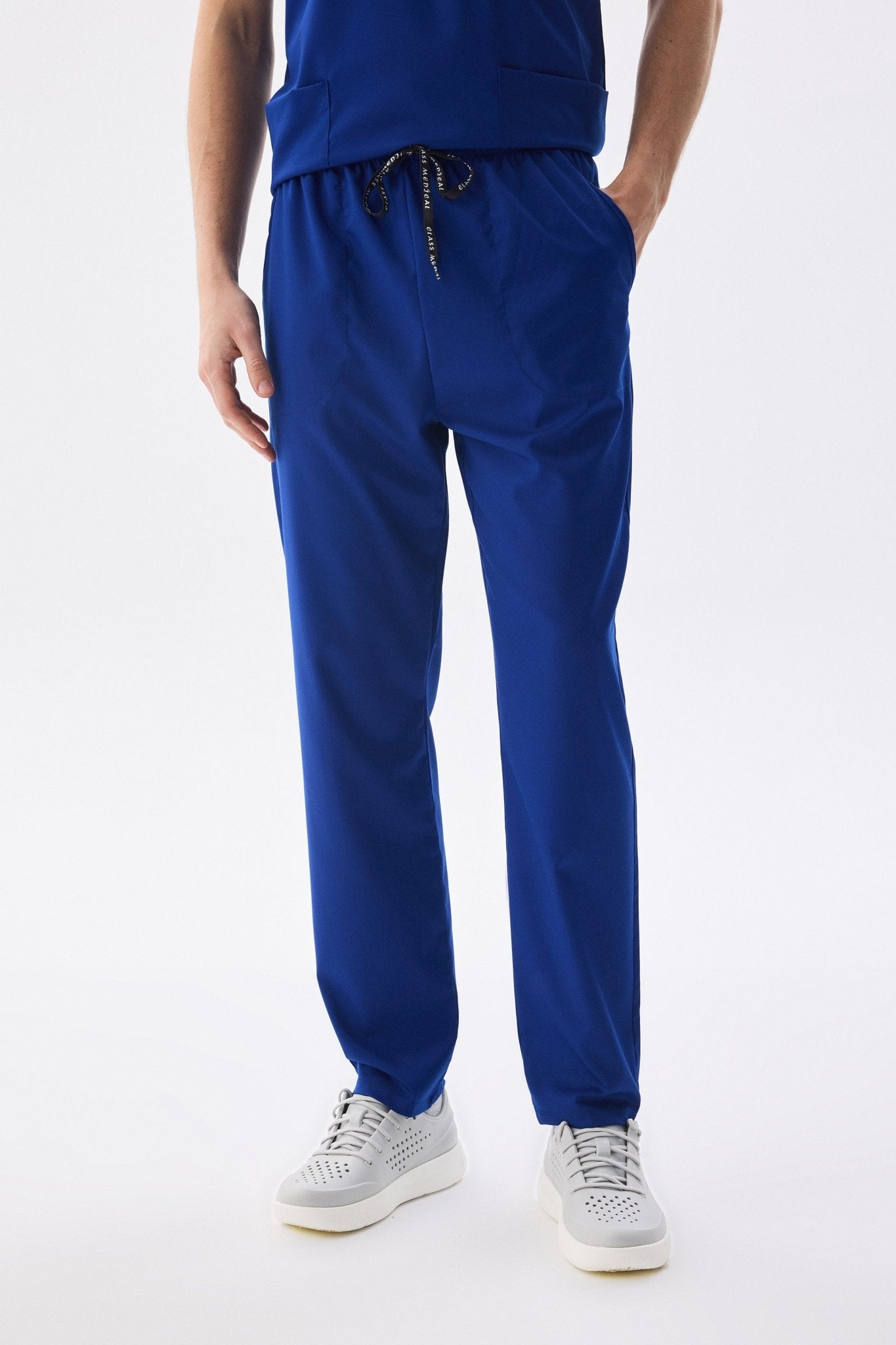 Classic - Saks Mavi Erkek Likralı Üniforma Takımı - Class Üniforma hemşire formaları, medikal önlükler