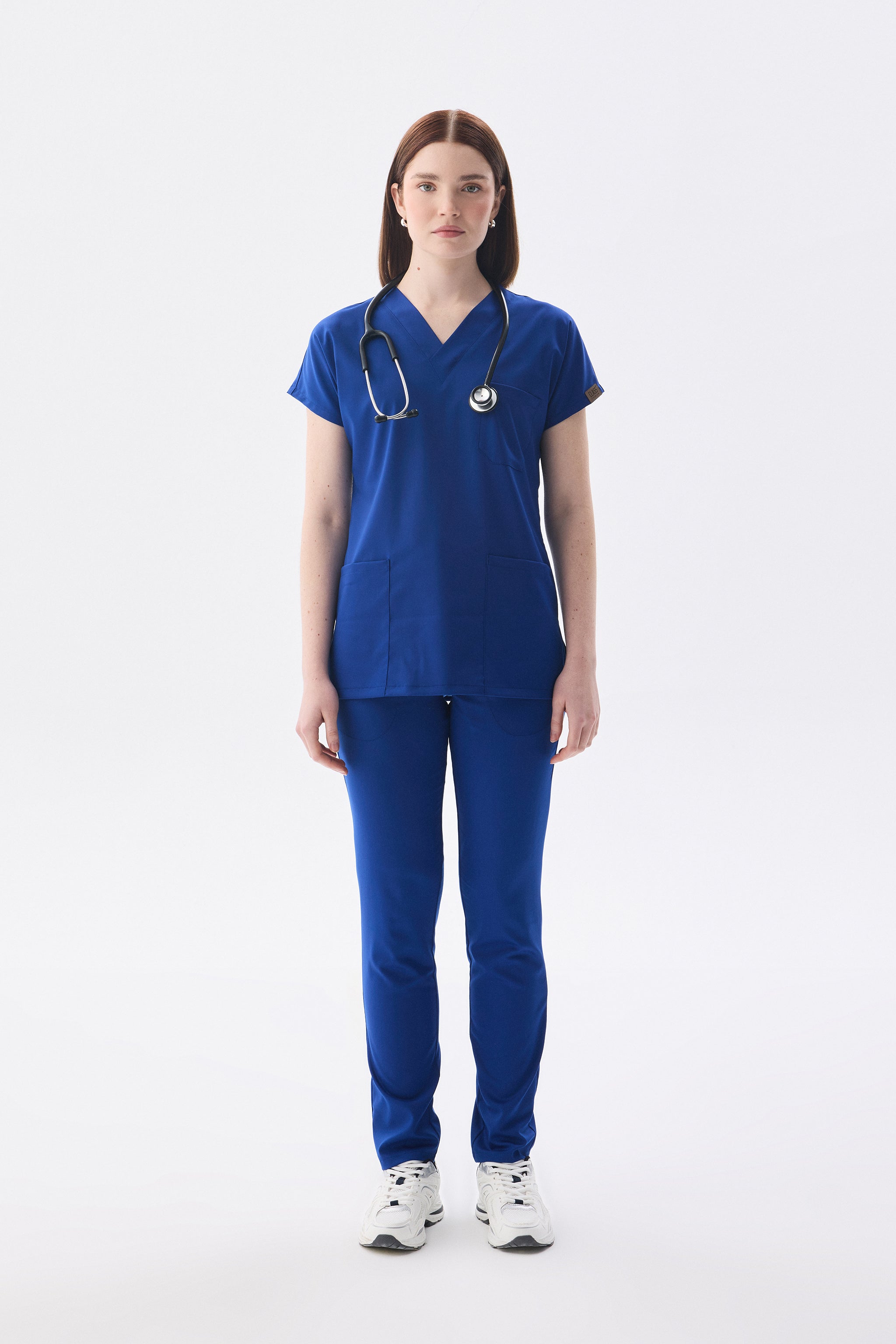 Classic - Saks Mavi Kadın Likralı Üniforma Takımı