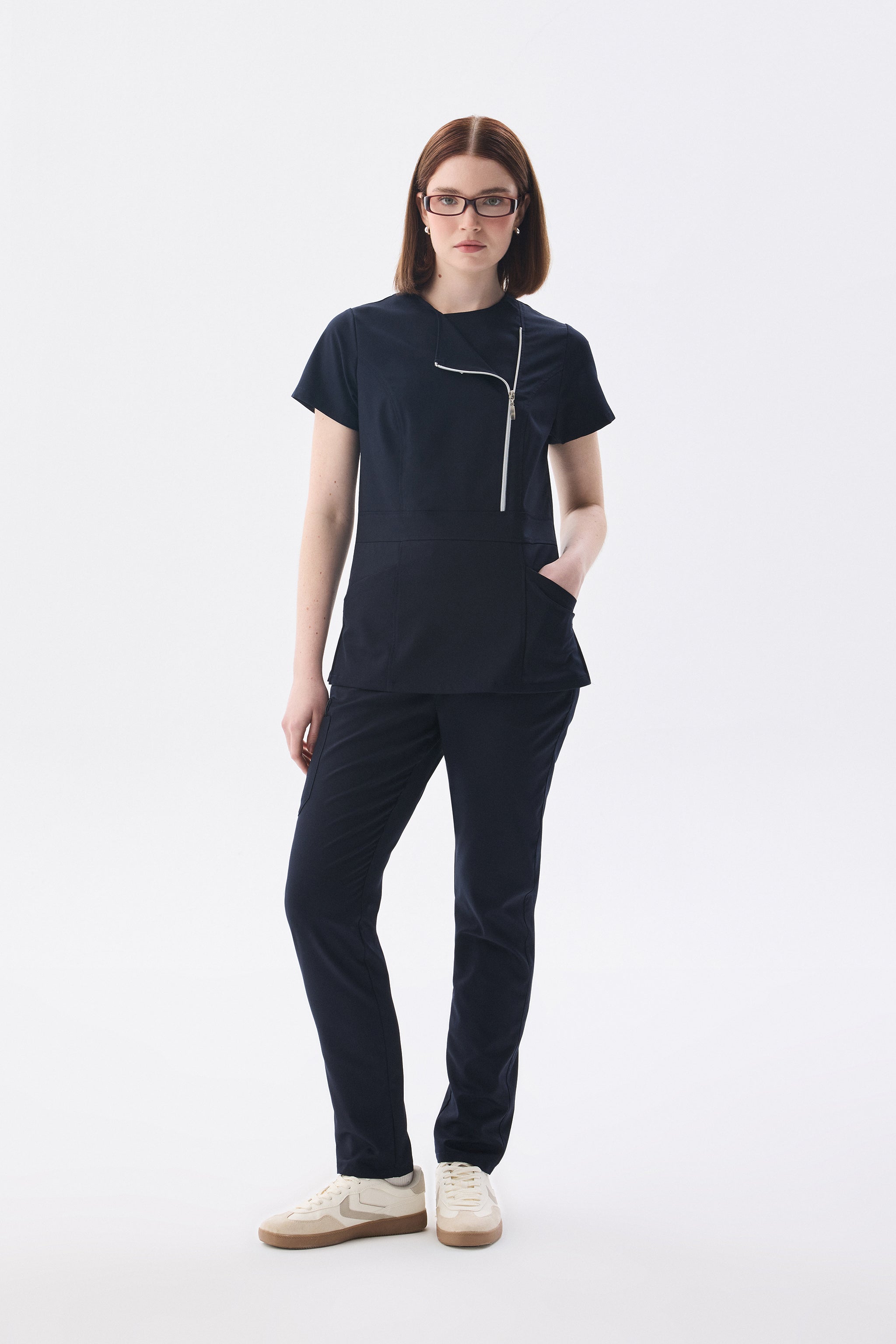 Kyiv | Navy Blue Luxury Lycra Nurse Uniform