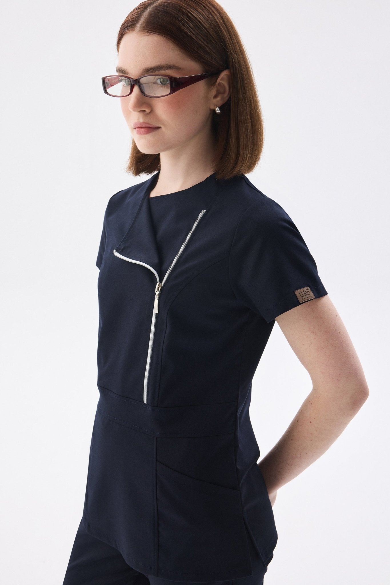 K I E V | Lacivert Lüks Likralı Hemşire Üniforması - Class Üniforma hemşire formaları, medikal önlükler