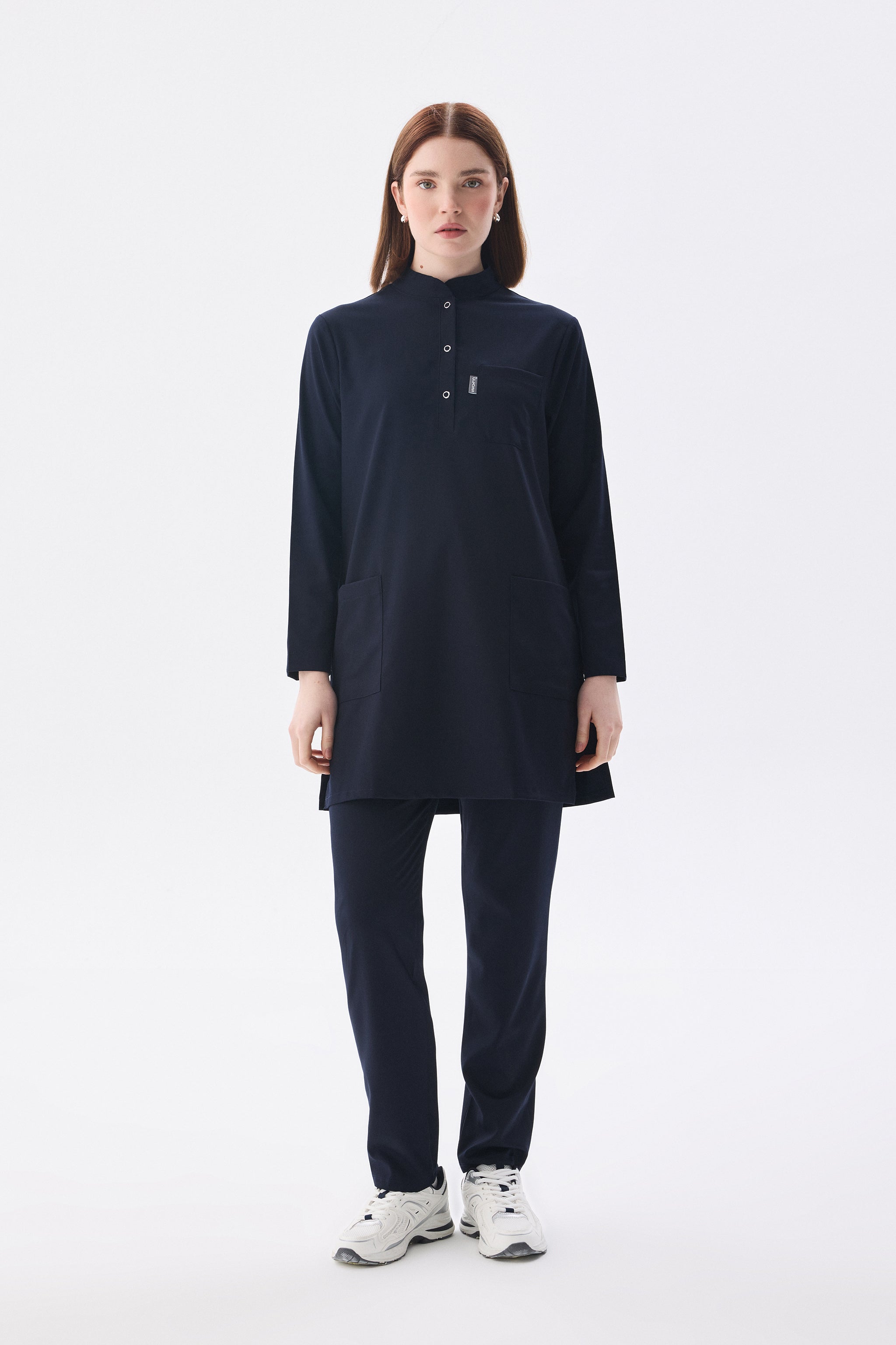 Hijab – Marineblaues Lycra-Krankenschwesteruniform-Set