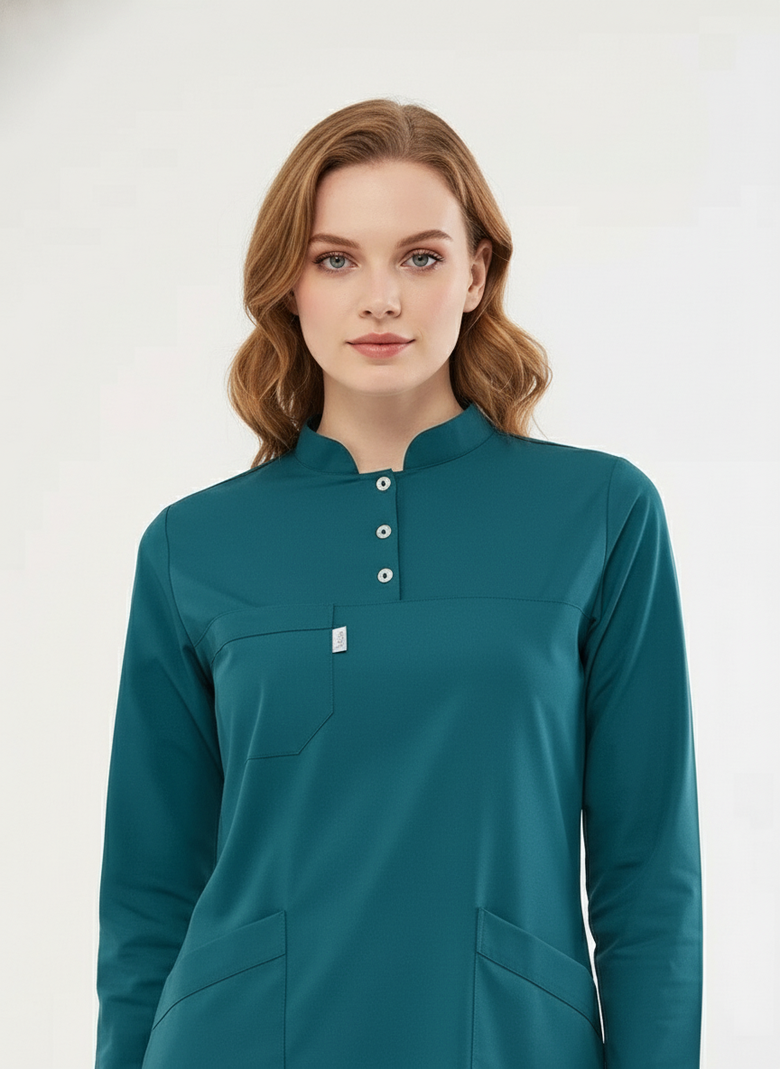 Хиджаб - комплект униформы медсестры из лайкры цвета петролеум