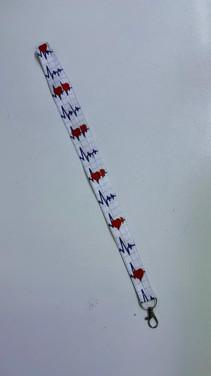 Boyun İpi |Kalp Ritmi Desenli Sağlık ve Kurumsal Kullanım - Class Üniforma hemşire formaları, medikal önlükler