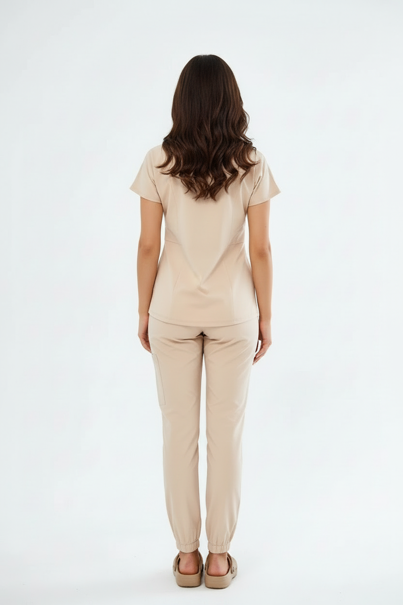 N O V A | Bej Premium Likralı Üniforma Takımı