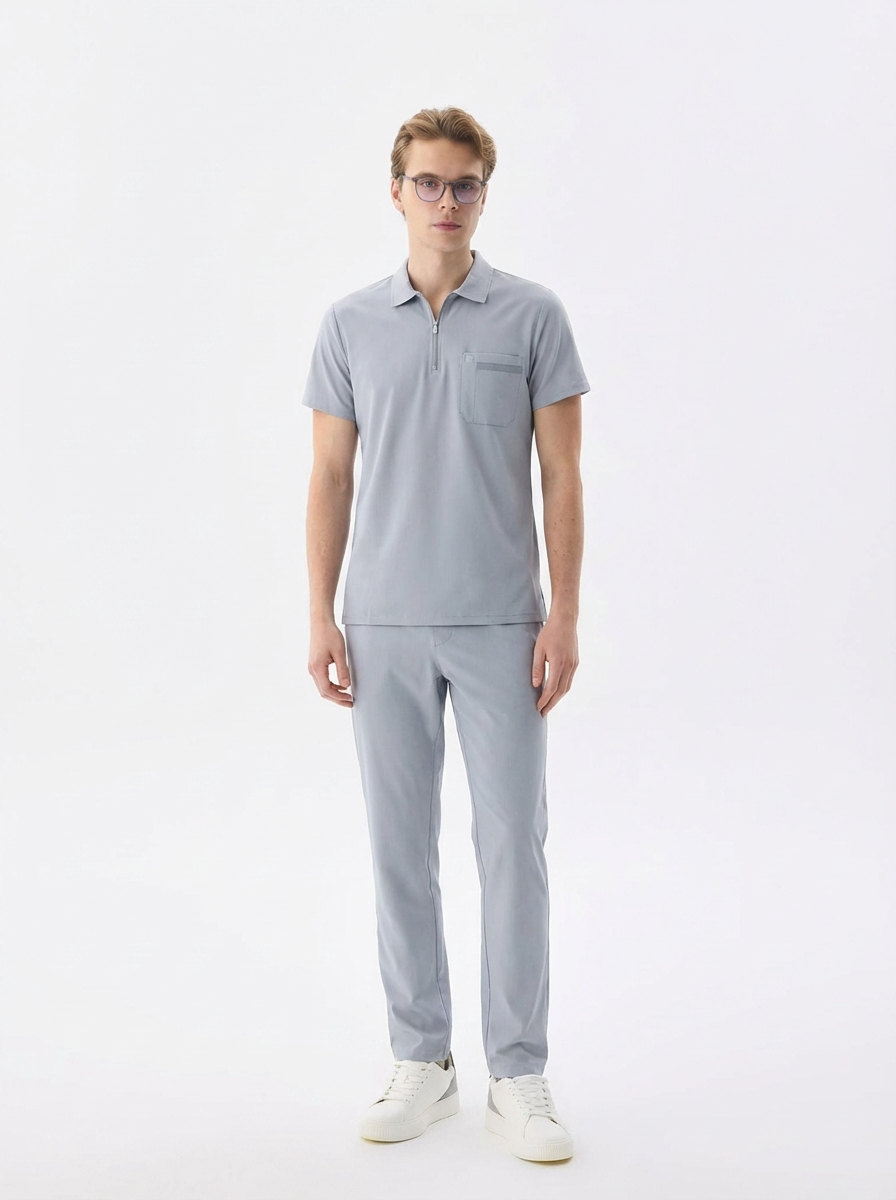 Yeni Yönetmeliğe Uygun Teknik Hizmetler Açık Gri Polo Yaka Erkek Forması