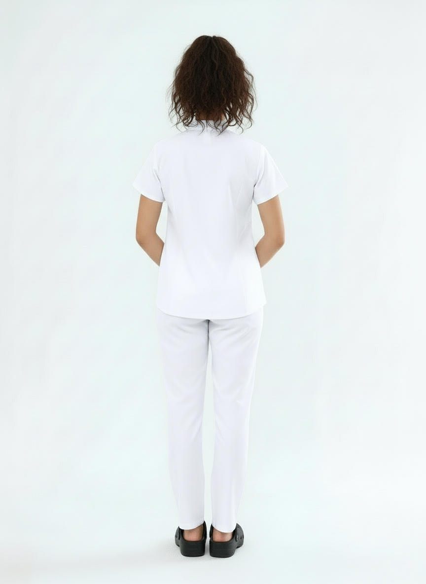 N O V A | Beyaz Premium Likralı Üniforma Takımı