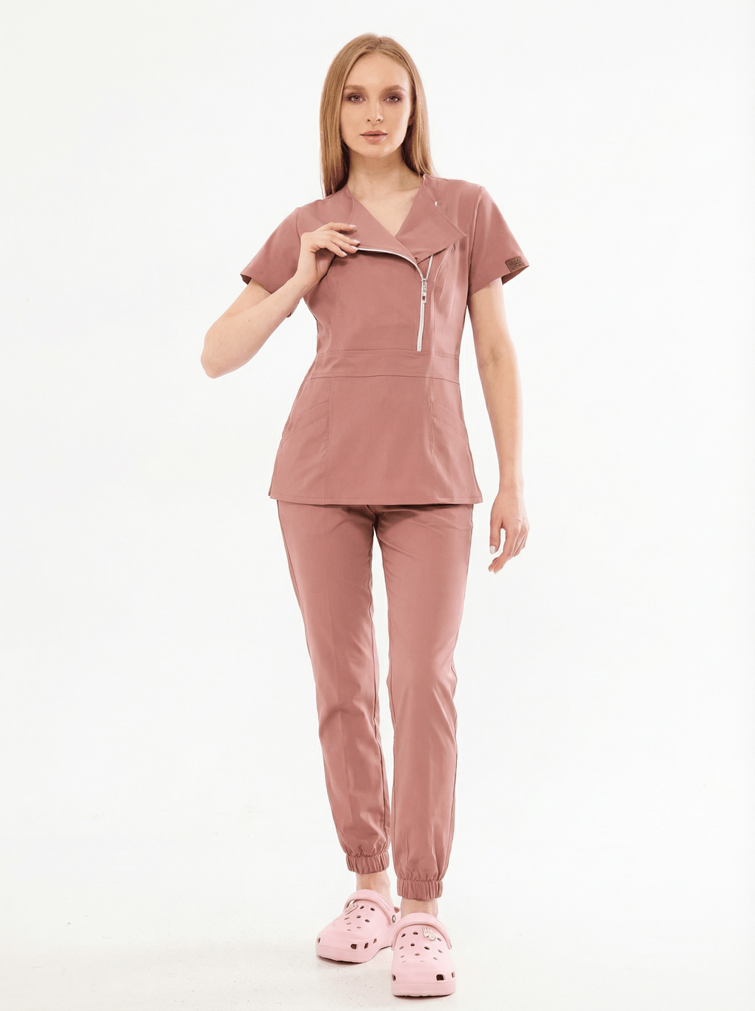 K I E V | Gül Kurusu Lüks Likralı Hemşire Üniforması - Class Üniforma hemşire formaları, medikal önlükler