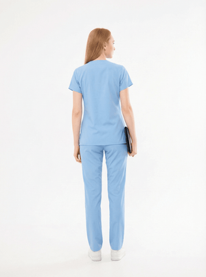 K I E V | Bebe Mavisi Lüks Likralı Hemşire Üniforması - Class Üniforma hemşire formaları, medikal önlükler