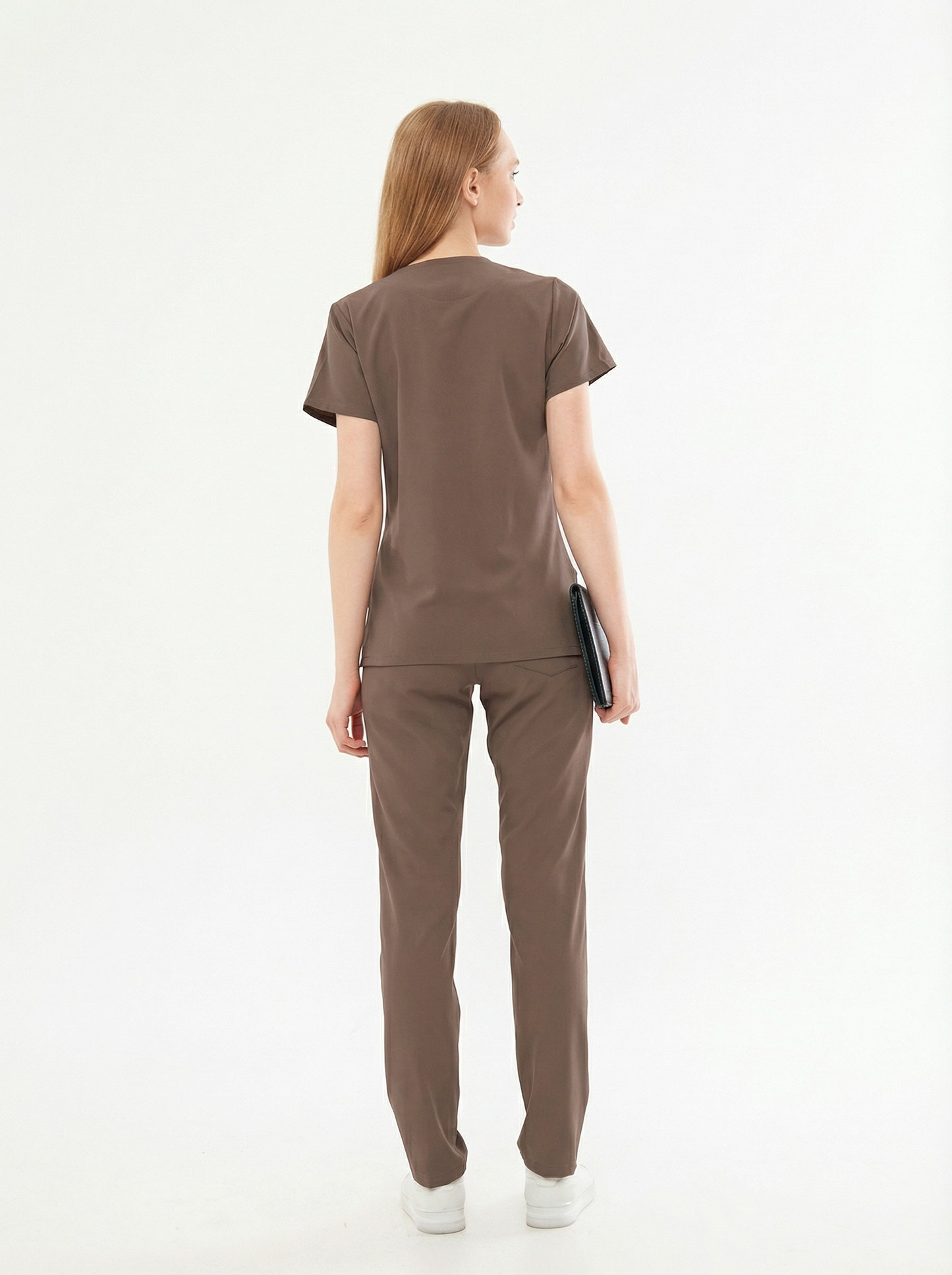 K I E V | Kahverengi Lüks Likralı Hemşire Üniforması